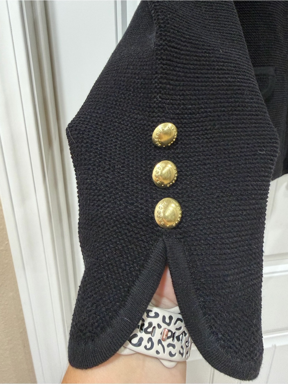 NWOT Barbour Loretta Knit Black Open-Front Lady Jacket with Gold Button Accents - Picture 4 of 9